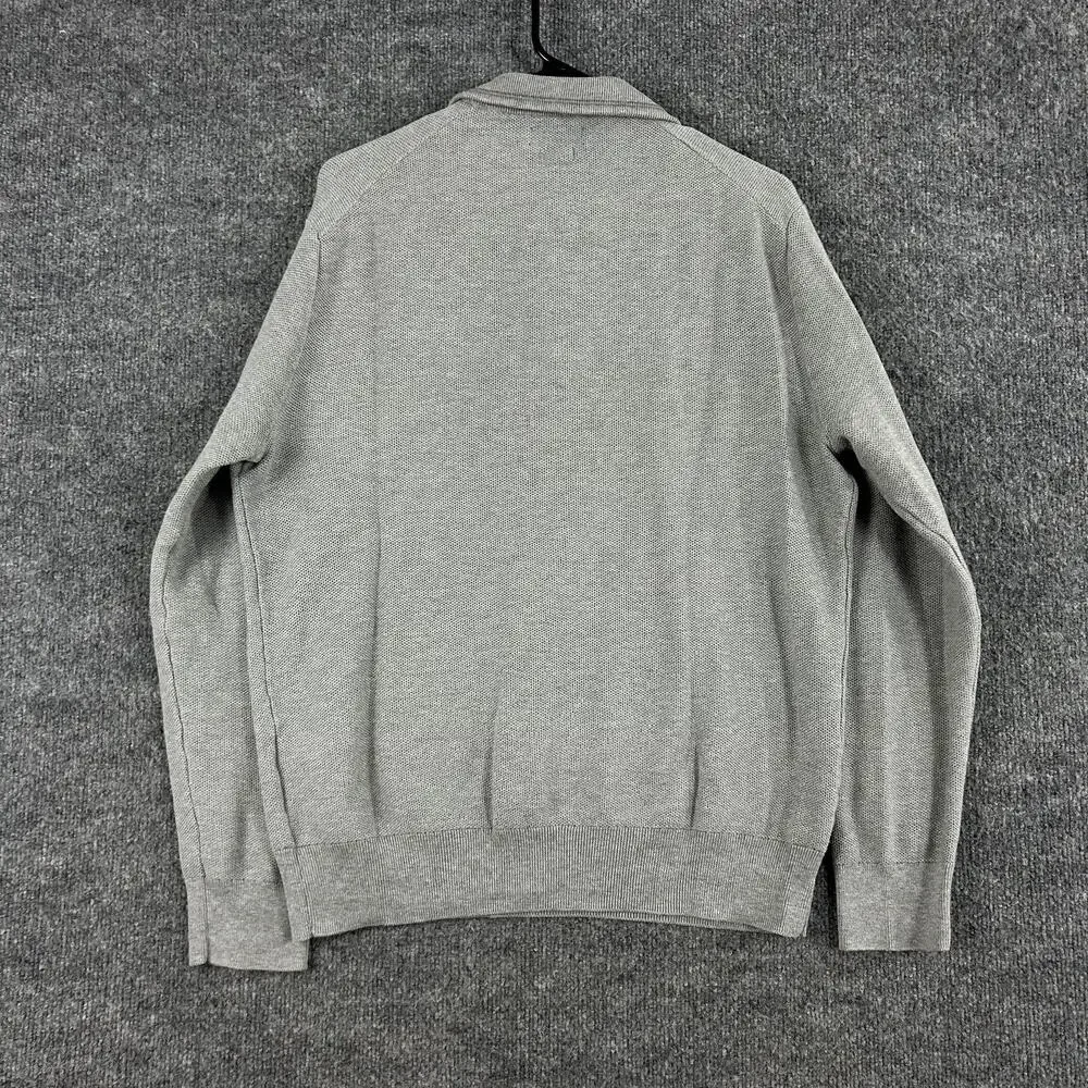 Polo Ralph Lauren Sweater Mens Large Gray 1/4 Zip Mock Neck Pima Cotton Preppy